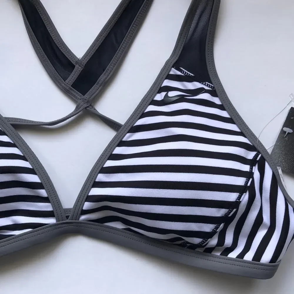 NWT Nike Striped Racerback Swim Top Size L